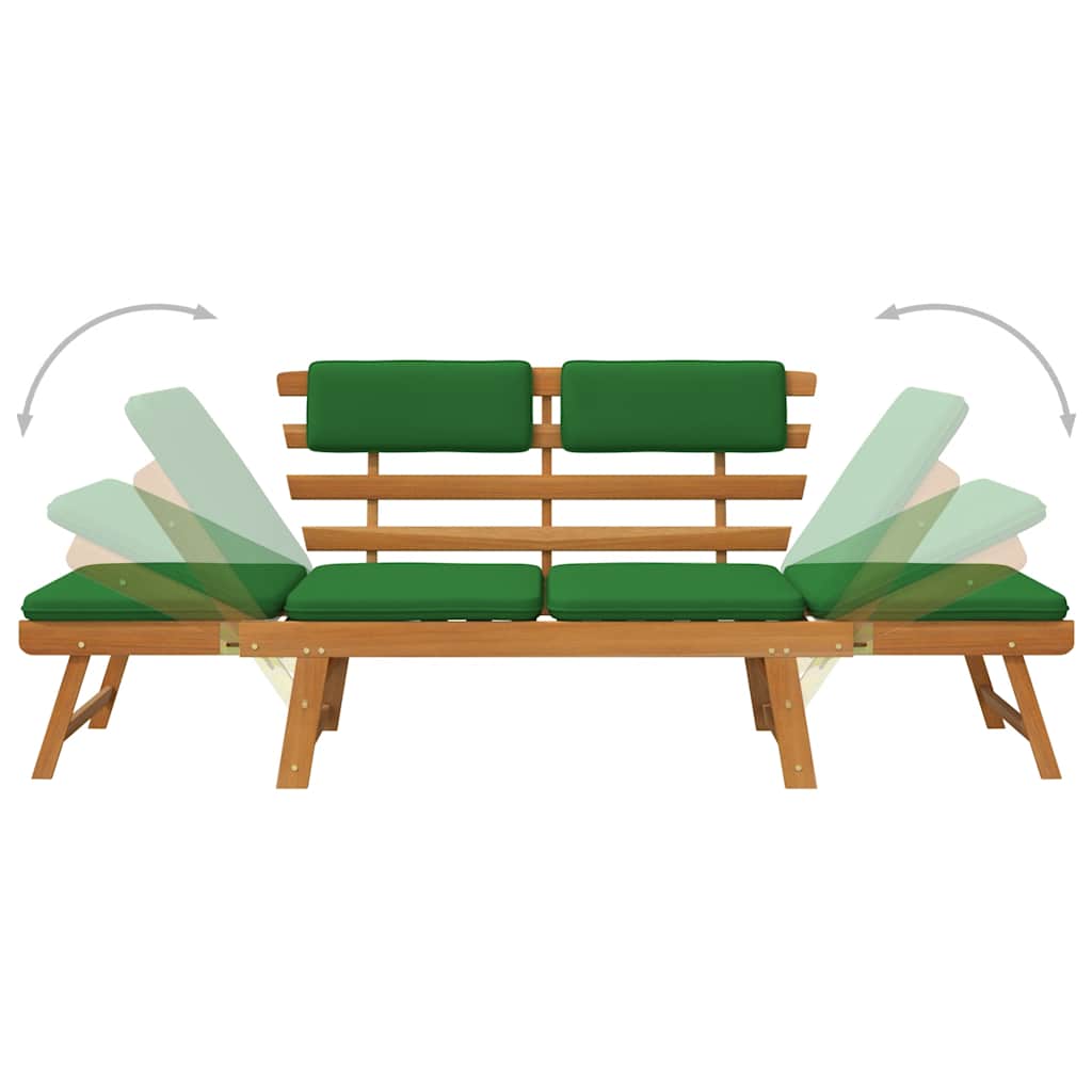 Garden Bench Green, Brown Solid Acacia wood, Polyester Medium