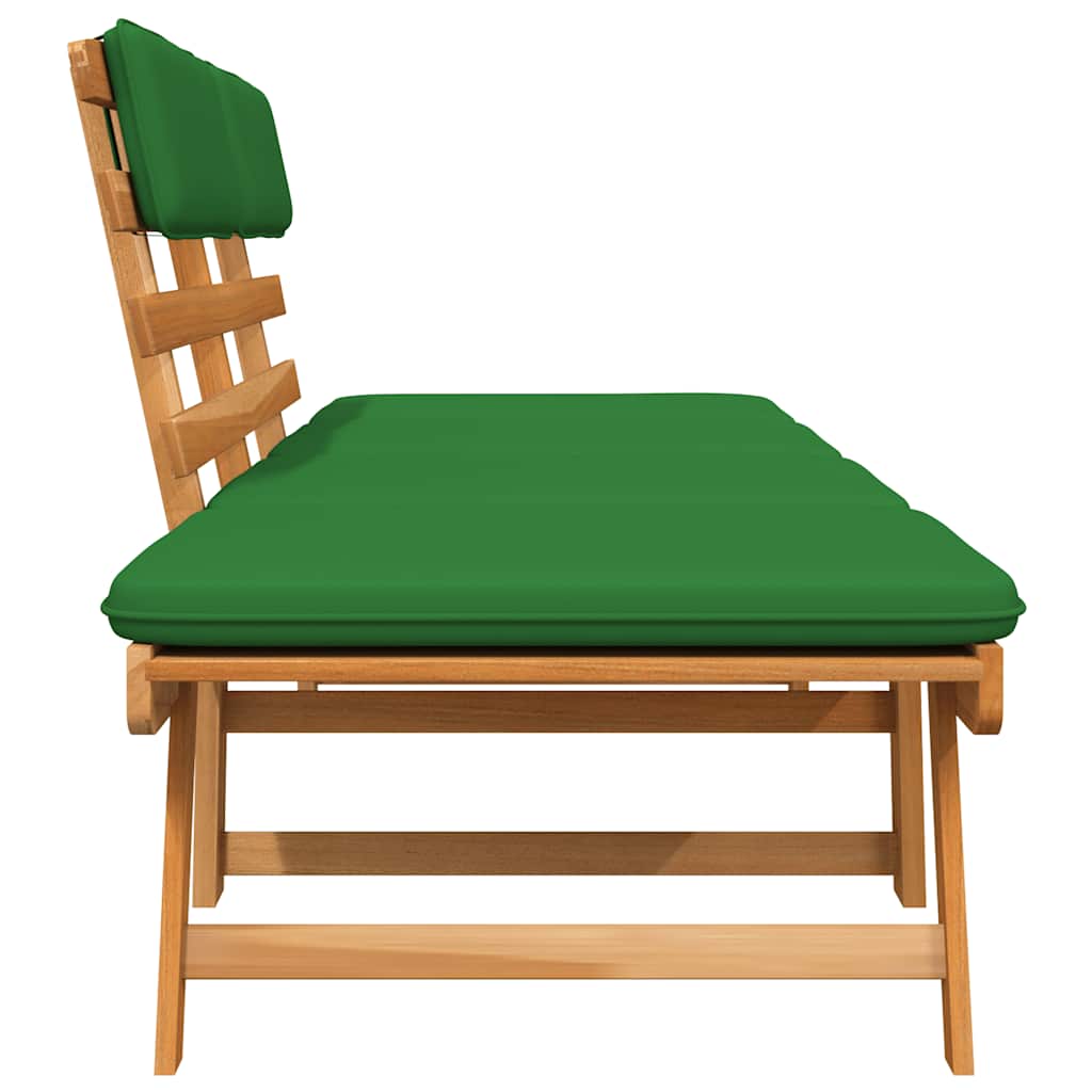 Garden Bench Green, Brown Solid Acacia wood, Polyester Medium