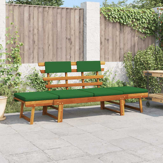 Garden Bench Green, Brown Solid Acacia wood, Polyester Medium