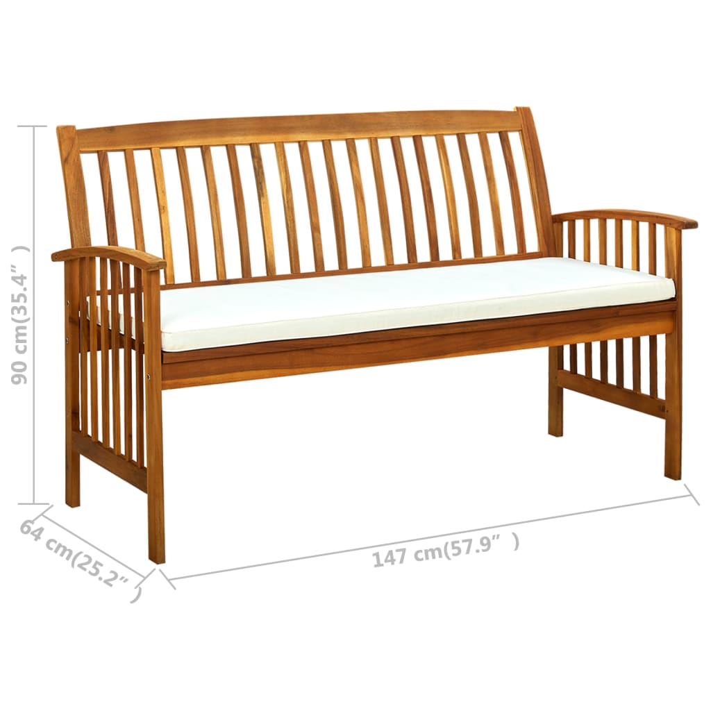 Garden Bench Warm Acacia Solid Acacia wood 57.9 in Ergonomic