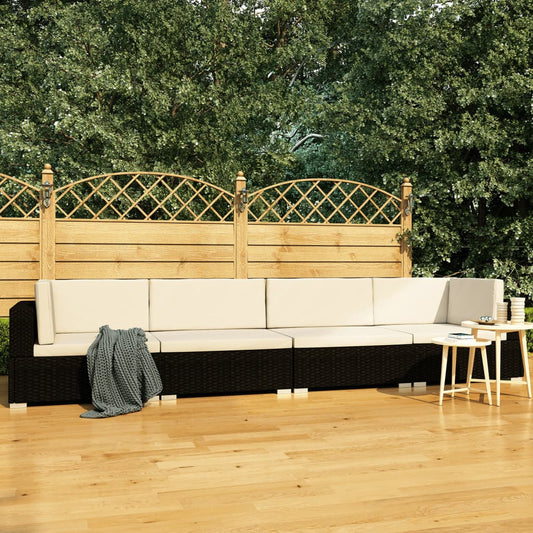 Patio Sofa Set Set of 4 Black, Cream White