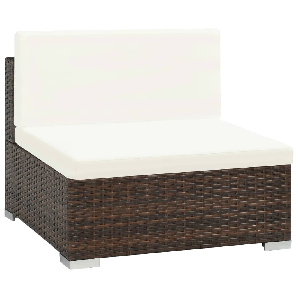 Patio Sofa Set Set of 7 Brown, Cream white
