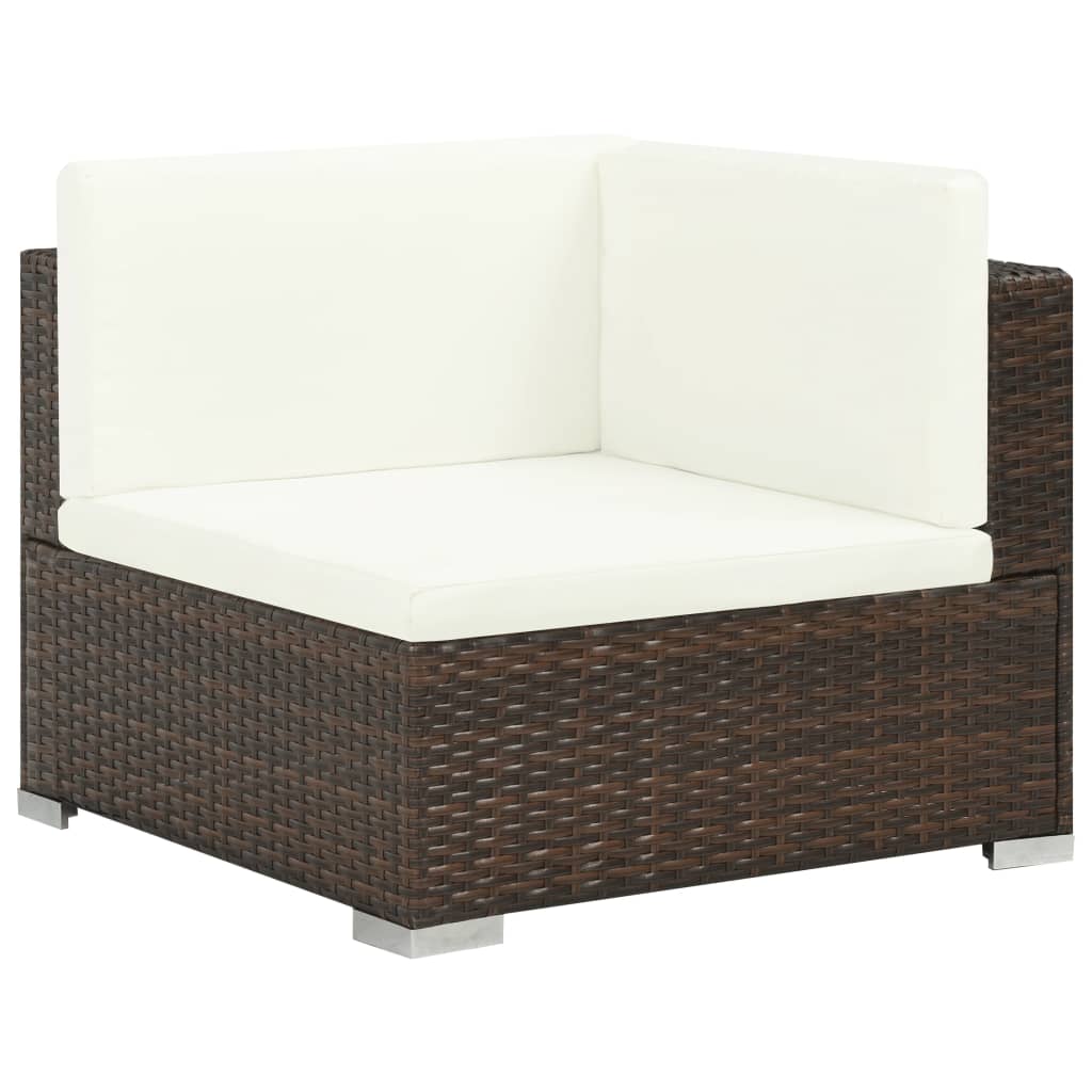 Patio Sofa Set Set of 7 Brown, Cream white