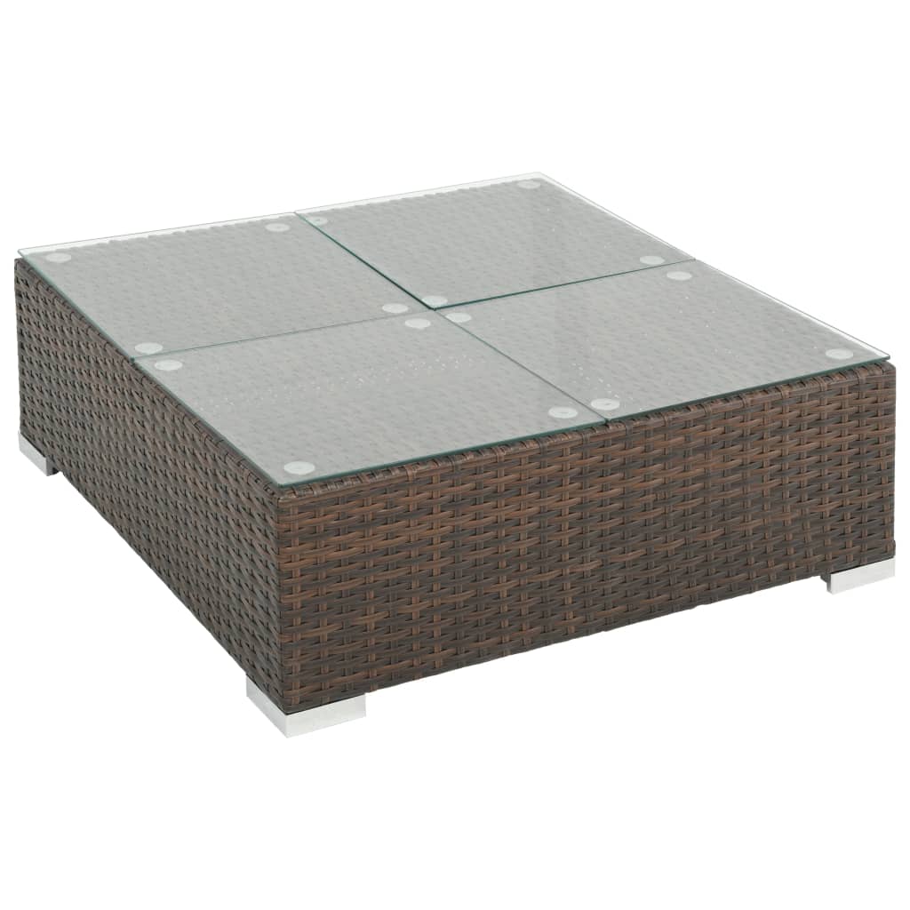 Patio Sofa Set Set of 7 Brown, Cream white