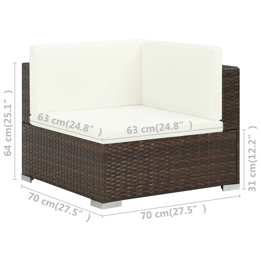 Patio Sofa Set Set of 7 Brown, Cream white