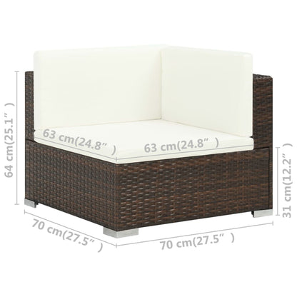 Patio Sofa Set Set of 7 Brown, Cream white