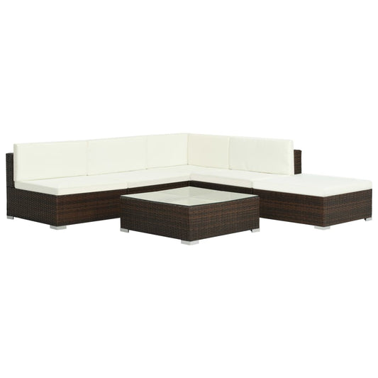 Patio Sofa Set Set of 6 Brown, Cream white