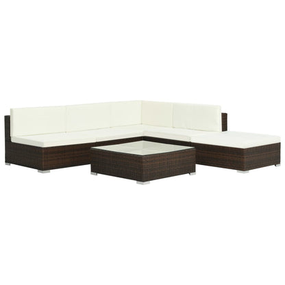 Patio Sofa Set Set of 6 Brown, Cream white