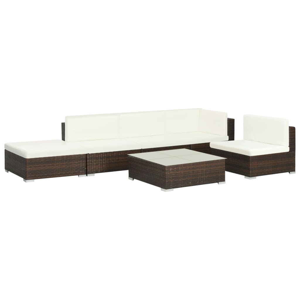 Patio Sofa Set Set of 6 Brown, Cream white