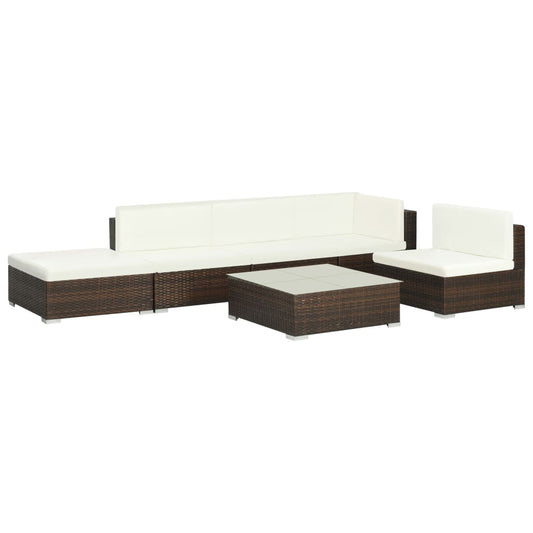 Patio Sofa Set Set of 6 Brown, Cream white