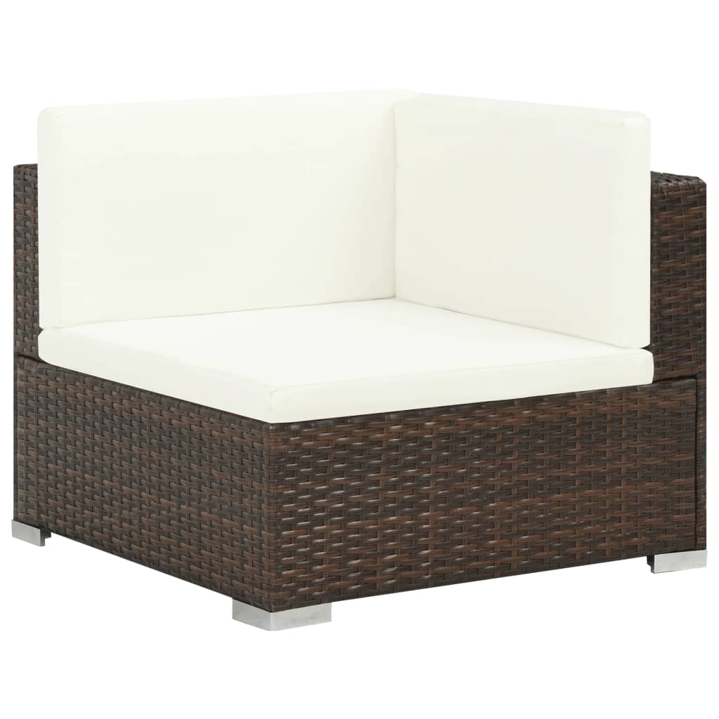 Patio Sofa Set Set of 6 Brown, Cream white