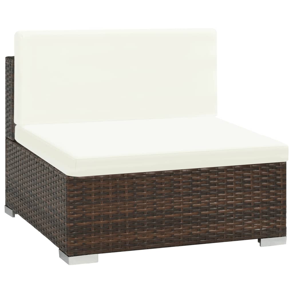 Patio Sofa Set Set of 6 Brown, Cream white