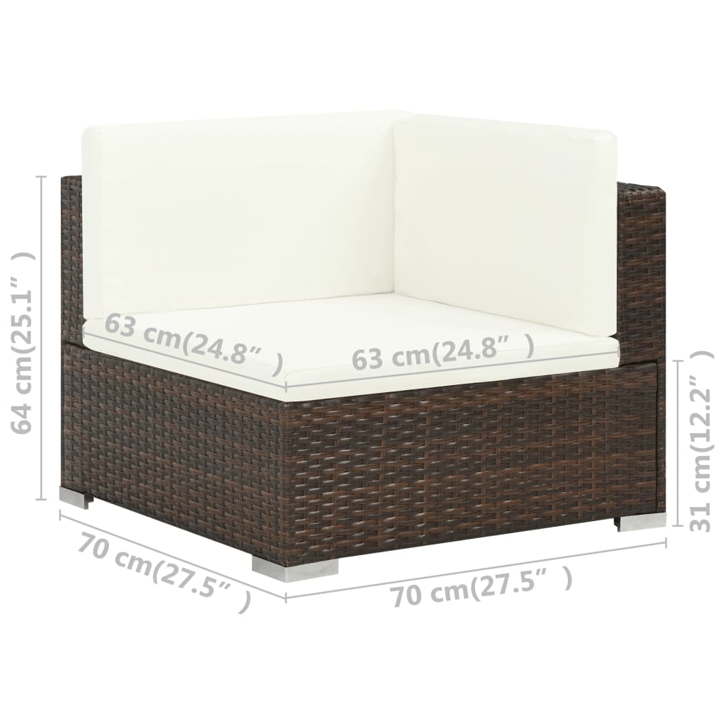 Patio Sofa Set Set of 6 Brown, Cream white