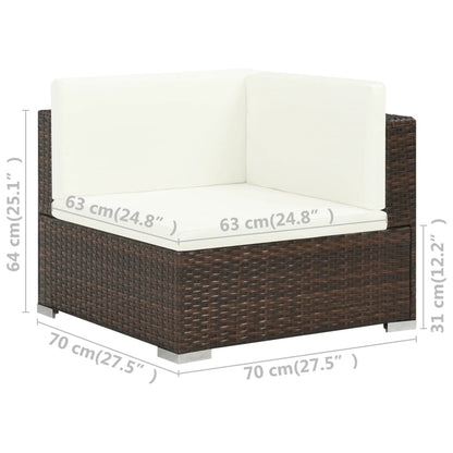 Patio Sofa Set Set of 6 Brown, Cream white