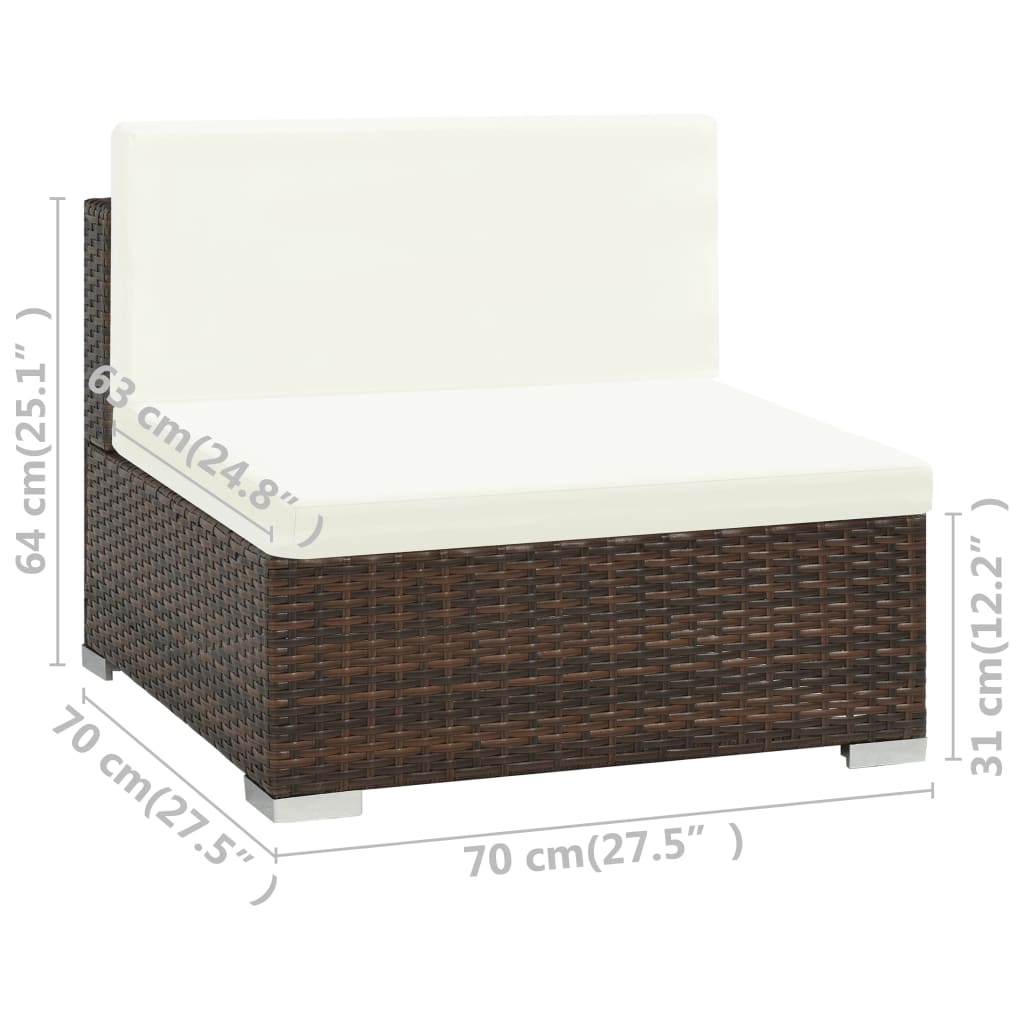 Patio Sofa Set Set of 6 Brown, Cream white