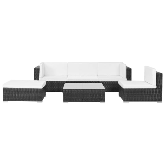 Patio Sofa Set Set of 6 Black, Cream White