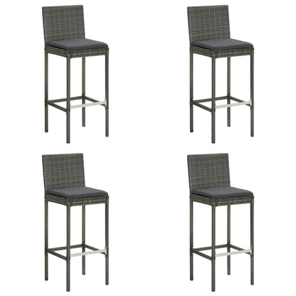 Bar Stool Set of 4 Grey Poly rattan Counter height