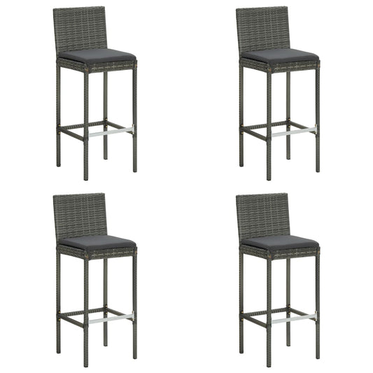 Bar Stool Set of 4 Grey Poly rattan Counter height
