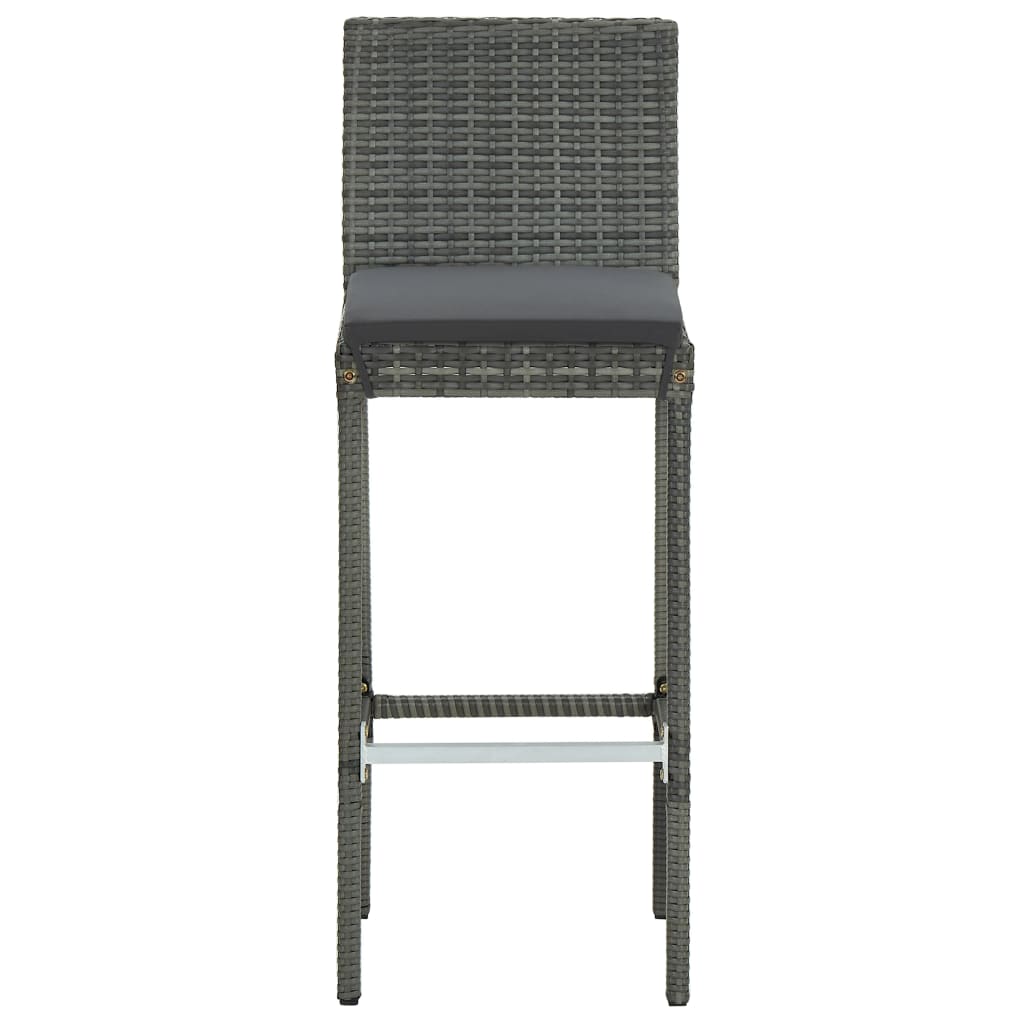 Bar Stool Set of 4 Grey Poly rattan Counter height