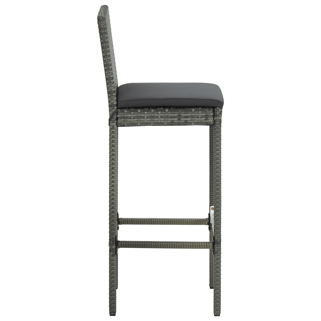 Bar Stool Set of 4 Grey Poly rattan Counter height