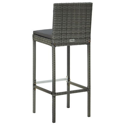 Bar Stool Set of 4 Grey Poly rattan Counter height