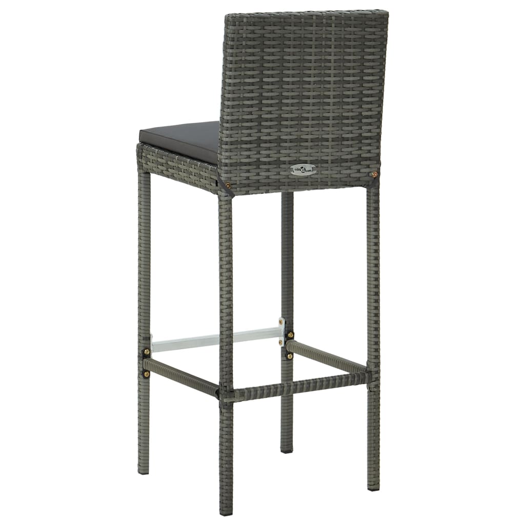 Bar Stool Set of 4 Grey Poly rattan Counter height