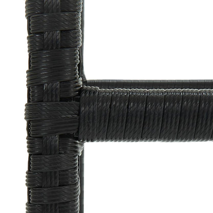 Bar Stool Set of 2 Black PE rattan Medium Footrest Bar Stool