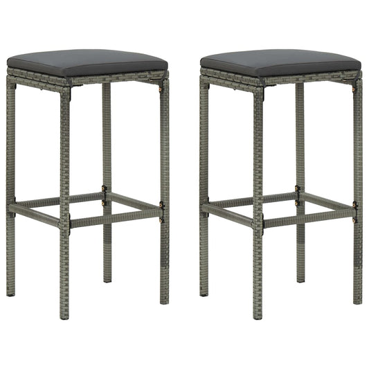 Bar Stool Set of 2 Gray Steel Standard Footrest Bar Stool