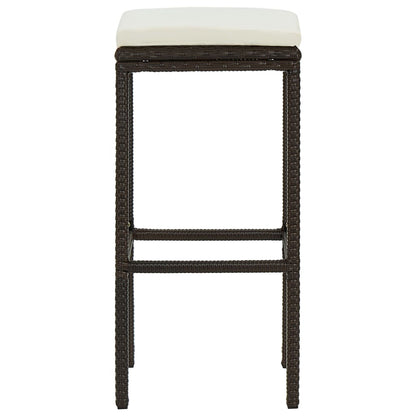 Bar Stool Set of 4 Brown with cream white cushion