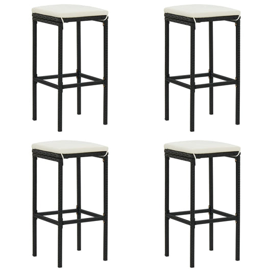 Bar Stool Set of 4 Black, Cream White