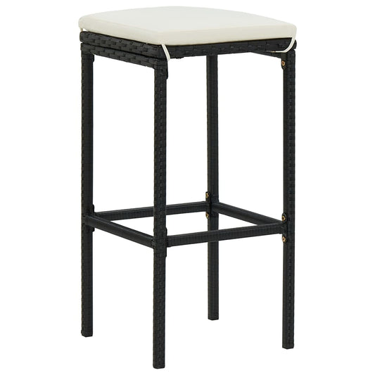 Bar Stool Set of 4 Black, Cream White