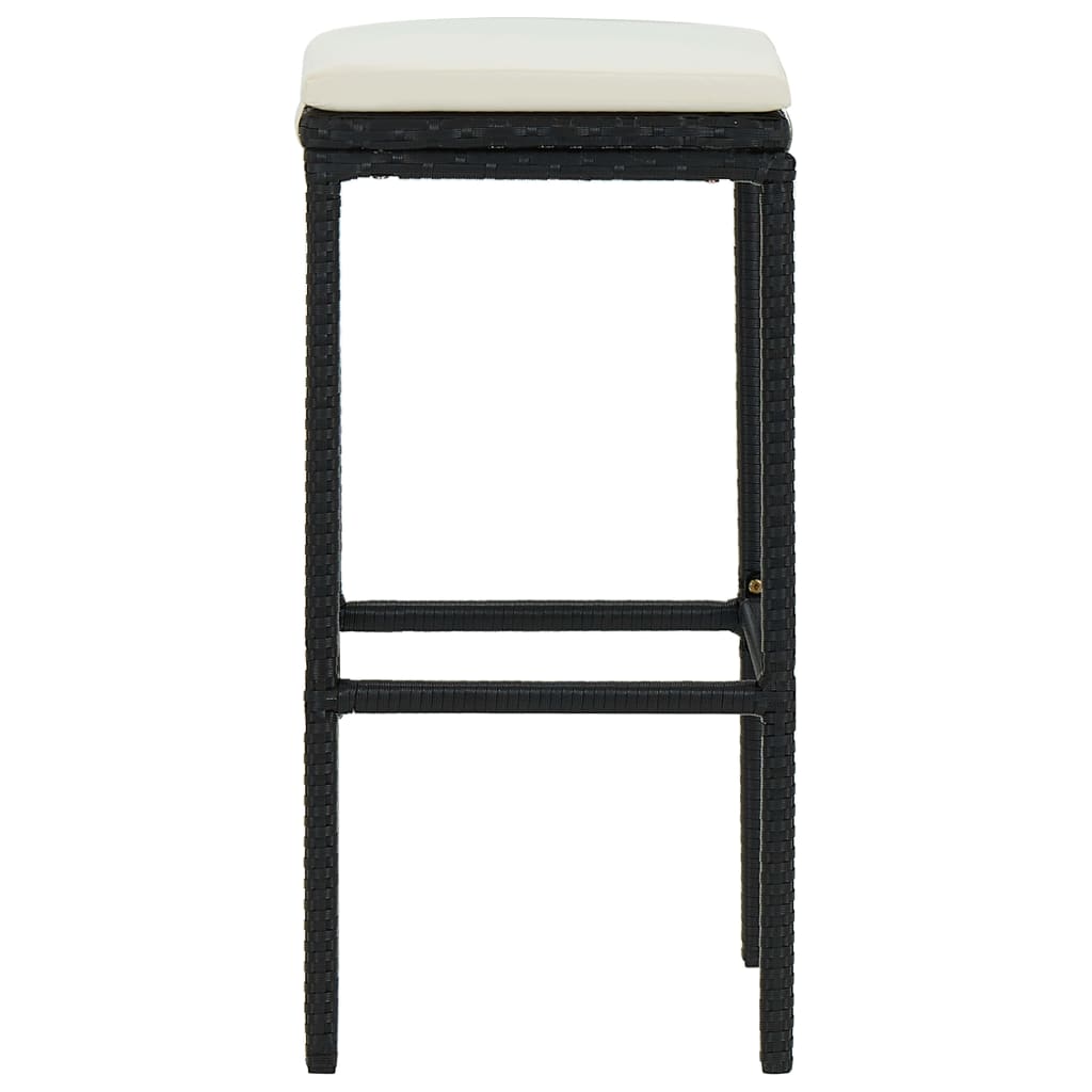 Bar Stool Set of 4 Black, Cream White
