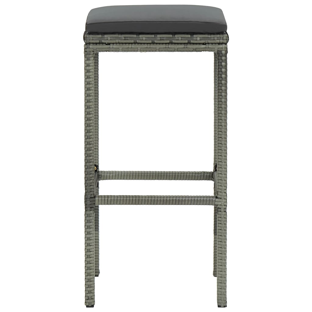 Bar Stool Set of 4 Grey PE Rattan Standard Footrest