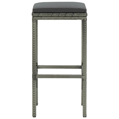 Bar Stool Set of 4 Grey PE Rattan Standard Footrest