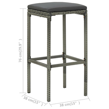 Bar Stool Set of 4 Grey PE Rattan Standard Footrest