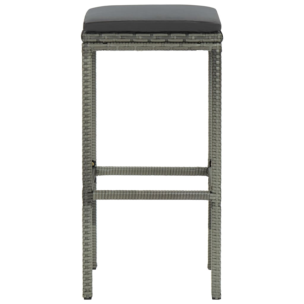 Bar Stool Set of 6 Grey PE rattan, steel, polyester Medium