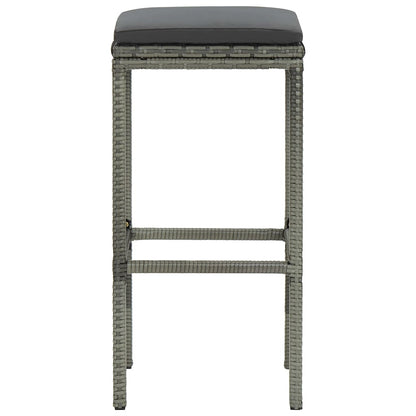 Bar Stool Set of 6 Grey PE rattan, steel, polyester Medium