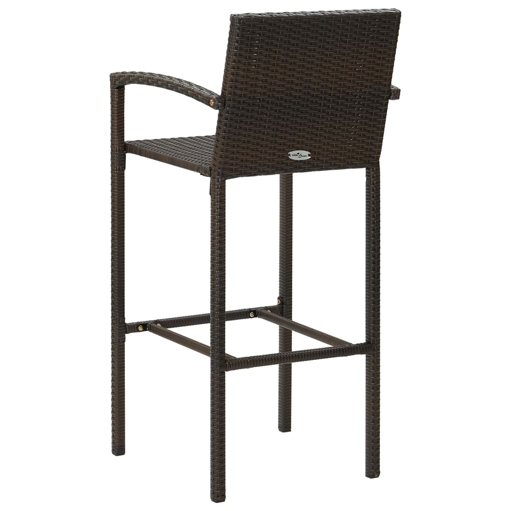 Bar Stool Set of 2 Brown PE rattan, powder-coated steel Large