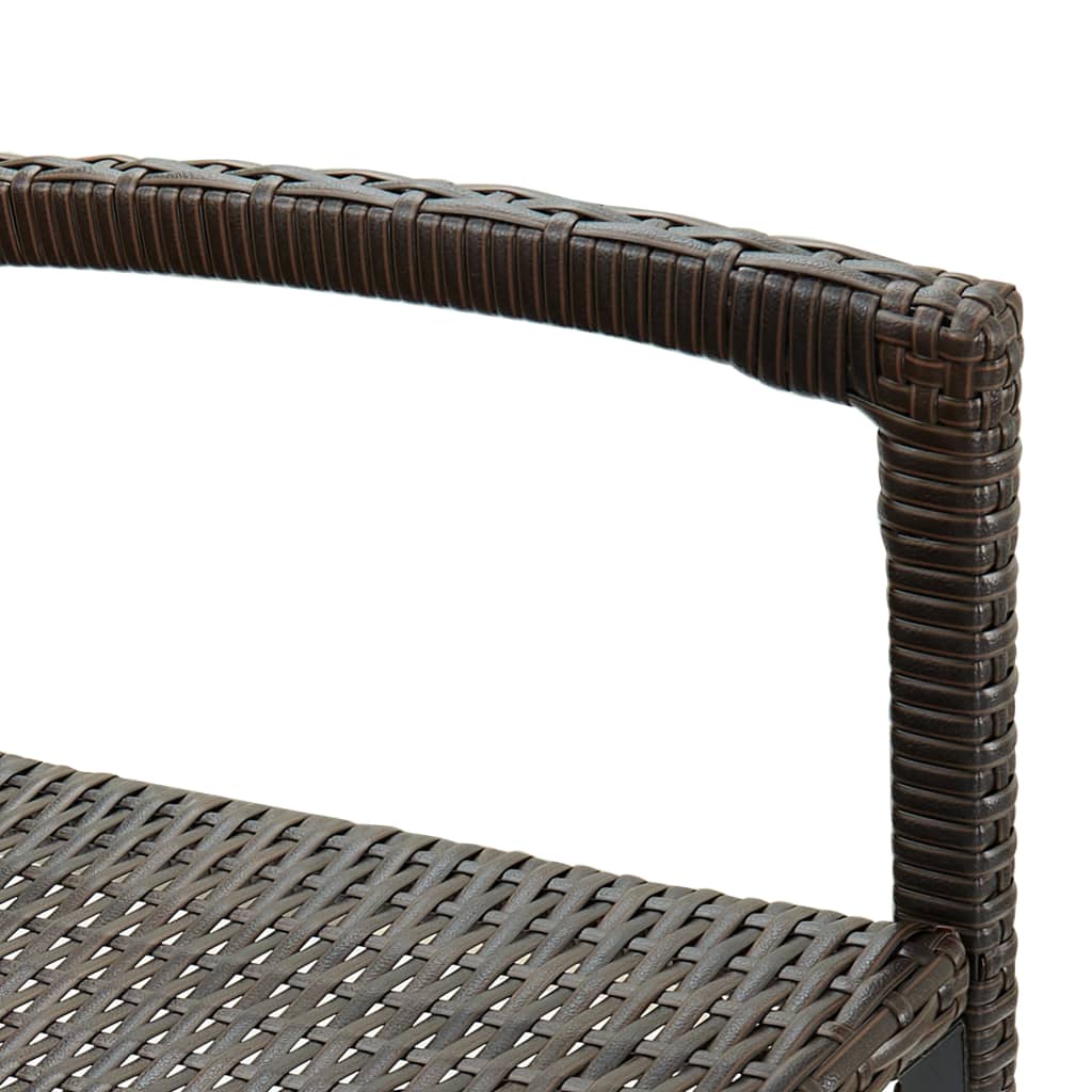 Bar Stool Set of 2 Brown PE rattan, powder-coated steel Large