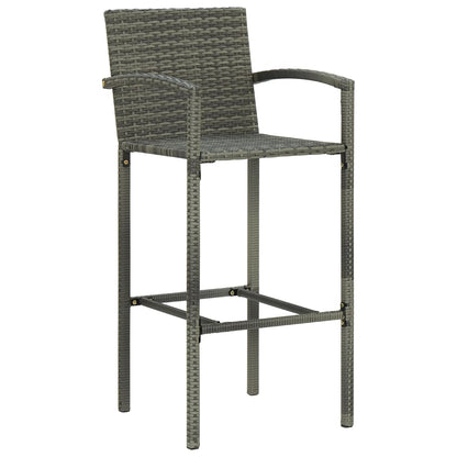 Bar Stool Set of 2 Grey PE rattan, powder-coated steel