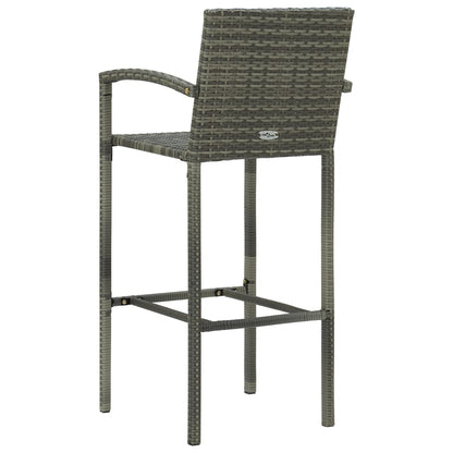 Bar Stool Set of 2 Grey PE rattan, powder-coated steel