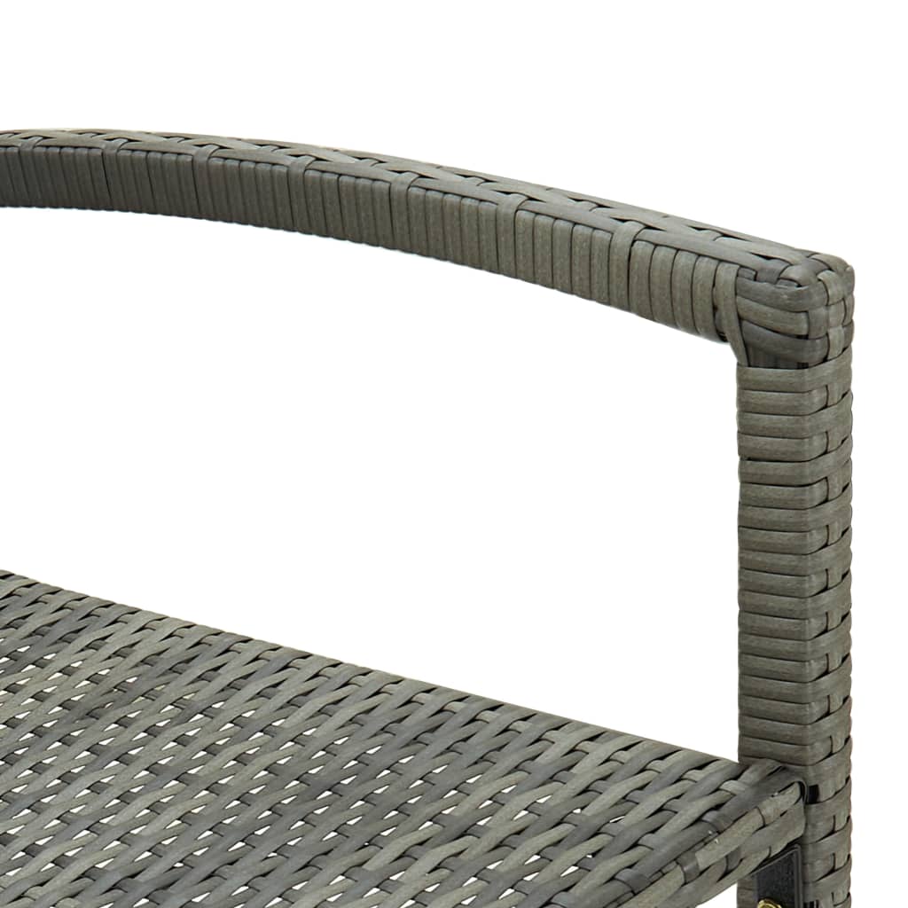 Bar Stool Set of 2 Grey PE rattan, powder-coated steel