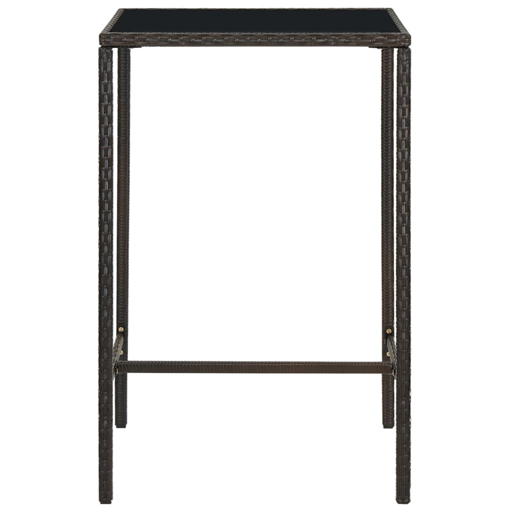 Bar Table Brown PE rattan, tempered glass, powder-coated steel