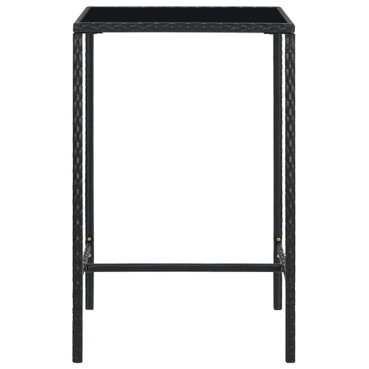 Bar Table Black PE rattan, powder-coated steel, tempered glass