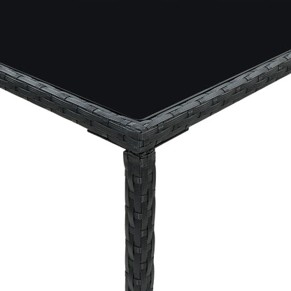 Bar Table Black PE rattan, powder-coated steel, tempered glass