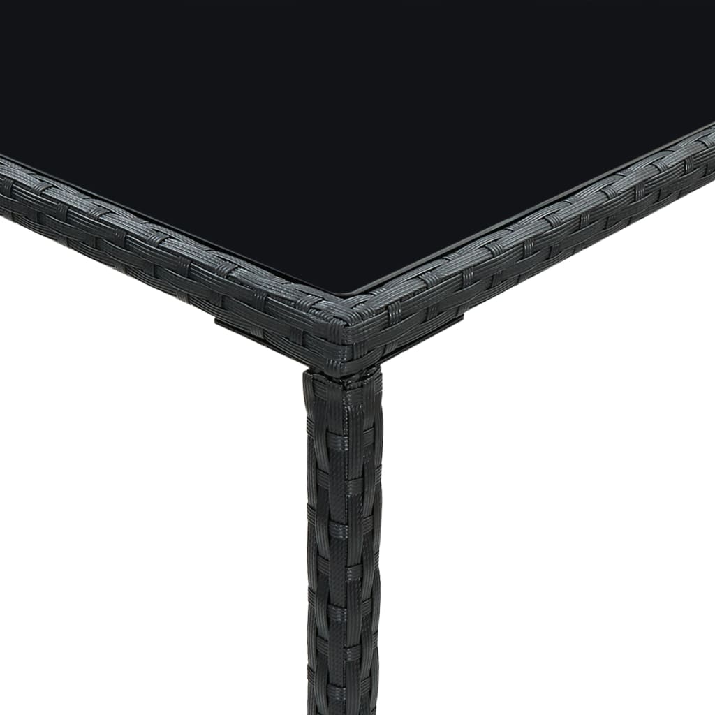 Bar Table Black PE rattan, powder-coated steel, tempered glass