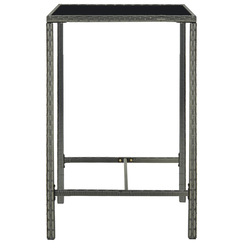 Bar Table Grey PE Rattan Medium Durable Bar Table Square