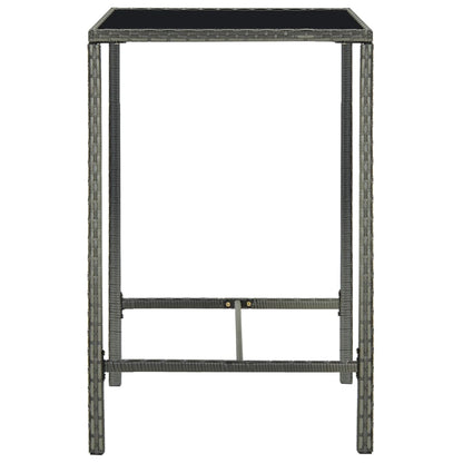 Bar Table Grey PE Rattan Medium Durable Bar Table Square