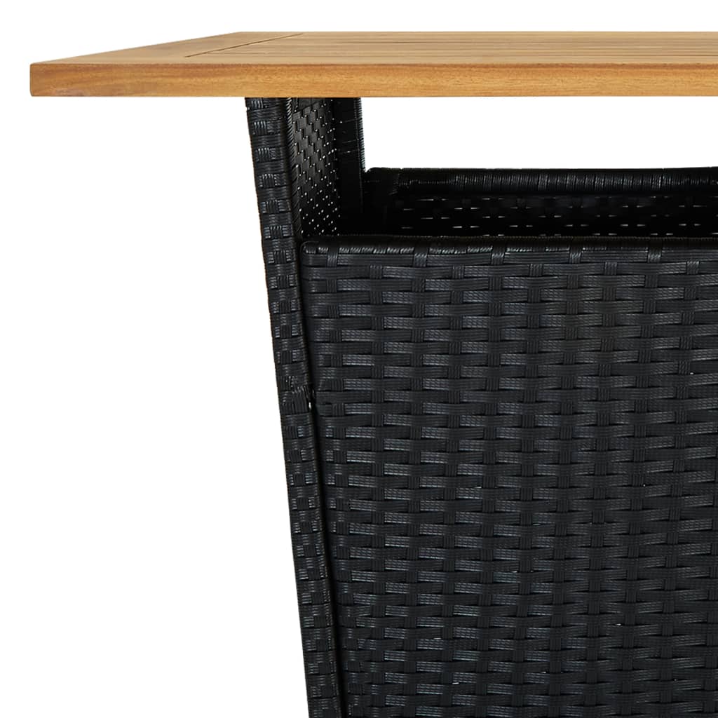 Bar Table Black PE Rattan Medium Bar Table Square Modern
