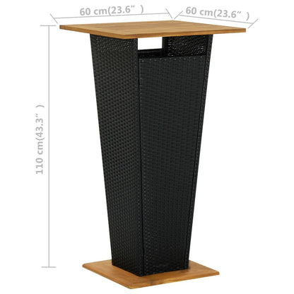 Bar Table Black PE Rattan Medium Bar Table Square Modern